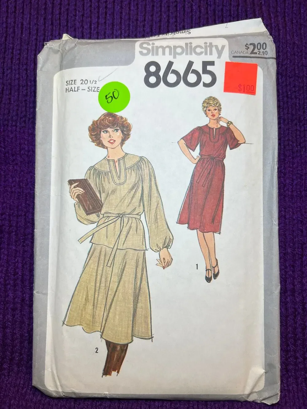 Simplicity 8665 sewing pattern peasant dress boho swing skirt bell sleeve size20